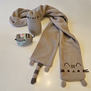 Set of 4 Pusheen Items: Thermos, Scarf, Winter Figurine, String Lights…